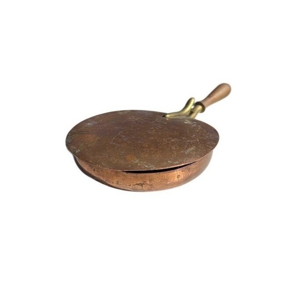 Other - Vintage Copper Silent Butler Brass Hinged Lid and Wood Handle 13.5‎ Inch